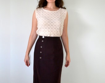 Semisweet Skirt | vintage 50's side button wool pencil skirt