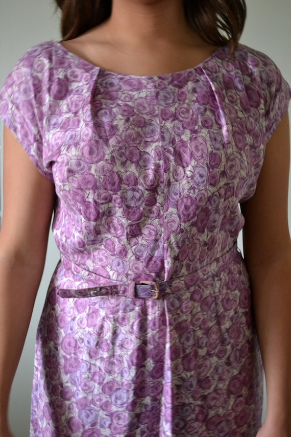 Orchid Garden Dress | vintage 60's violet rose pr… - image 6