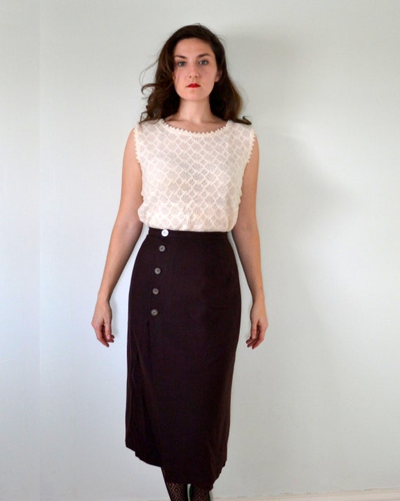 Semisweet Skirt | vintage 50's side button wool p… - image 1