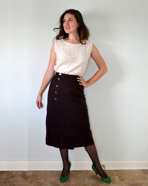 Semisweet Skirt | vintage 50's side button wool p… - image 3