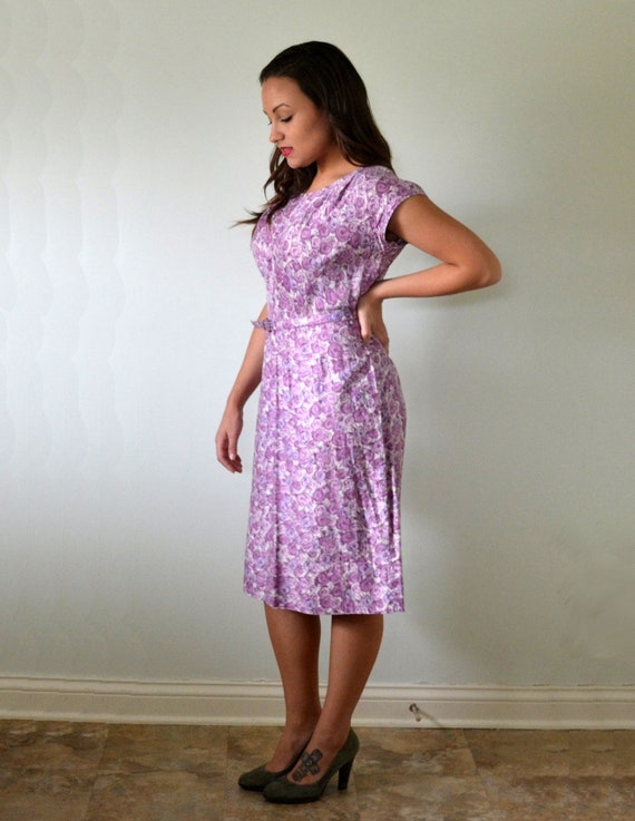 Orchid Garden Dress | vintage 60's violet rose pr… - image 3