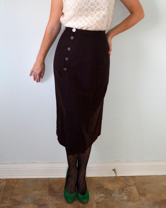 Semisweet Skirt | vintage 50's side button wool p… - image 4