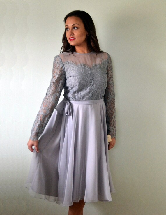 Silver Lining Dress | vintage 70's light gray chi… - image 2