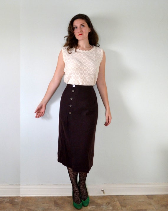 Semisweet Skirt | vintage 50's side button wool p… - image 6