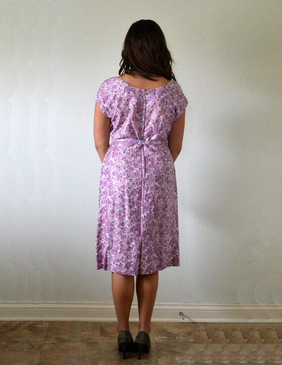 Orchid Garden Dress | vintage 60's violet rose pr… - image 4