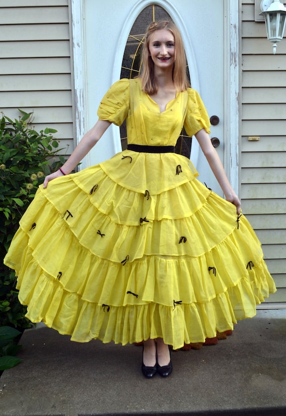 Sunflower Song Dress | vintage 30's ruffled rhines