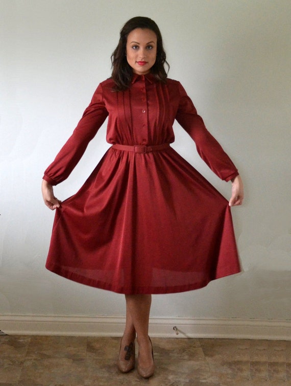 Mulberry Muse Dress | vintage 70's does 40's wine… - image 1