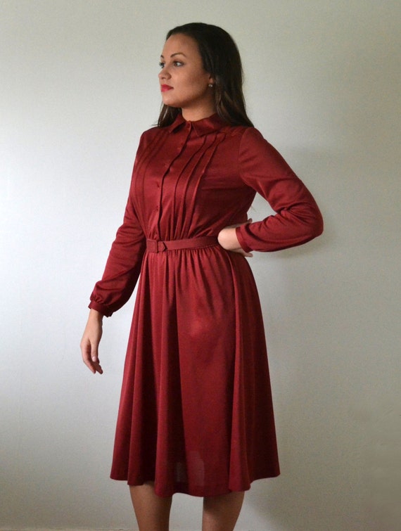 Mulberry Muse Dress | vintage 70's does 40's wine… - image 2