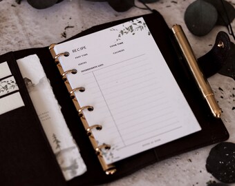 Recipe Printed Inserts | Pocket Sized Planner Inserts | Neutral Floral