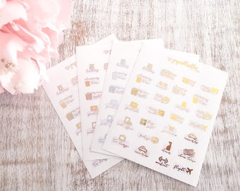 Functional Foils | Foil mini icon planner stickers