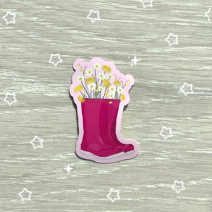 Pegatina de flores de primavera, pegatina de vinilo brillante, pegatina de bota Wellington, para computadora portátil, botella de agua, diario de balas, resistente a la intemperie