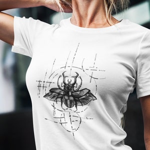 Organic Cotton Slim fit Unisex T-shirt | Geometric stag beetle | Abstract Insect / Bug Art | Minimalism Dot work | Pointillism | Ink Tattoo