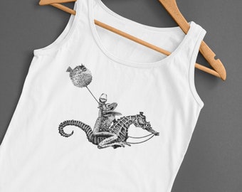 Crazy cowboy frog riding seahorse | Unisex American Apparel Tank top | Puffer balloon fish | Toad party animal | Funny artwork | Graphic art