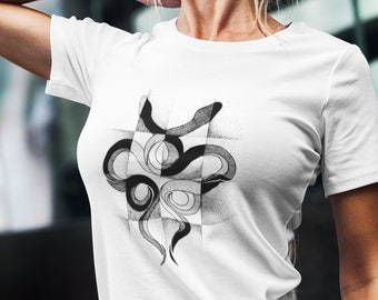 Organic Cotton Slim fit Unisex T-shirt | Graphic snakes | Animal spirit totem | Minimalism Dot work | Pointillism | Ink Tattoo | ZuskaArt