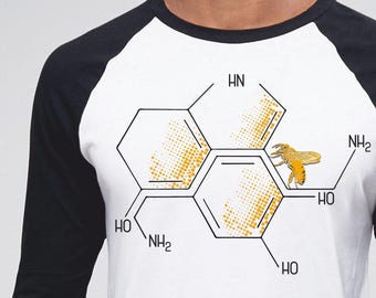 Nectar of Life | Unisex Raglan Shirt | 3/4 sleeves | Basketball shirt | Geek T-shirt | Chemistry Tee | Shirt for her / him | Honeycomb |