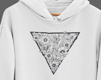 Triangle Flowers | Unisex Heavy Blend Hooded Sweatshirt | Tattoo Style | Geometrical Drawing | Ink flowers | Graphic Hoodie | ZuskaArt
