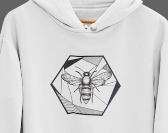 Honeycomb Bee | Unisex Heavy Blend Hooded Sweatshirt | Geometric Art | Save The Bees | Ink Tattoo style | ZuskaArt