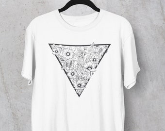 Triangle Flowers  | Unisex T-shirt | Apparel | Women / Men Clothing | Personalized T-shirt | Ink flowers | Graphic Tee | ZuskaArt