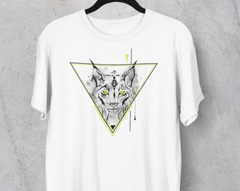 Geometrical Lynx | Bobcat animal spirit totem | Unisex T-shirt | Apparel | Women / Men Clothing | Personalized geometric design | ZuskaArt