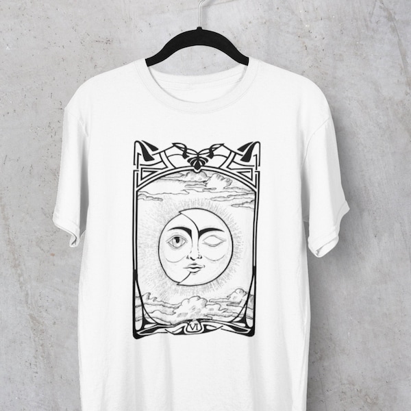 Die Lovers VI Tarot Karte | Unisex T-Shirt | Sonne und Mond | Kosmische Hochzeit | Sonnenfinsternis | Original Kunstwerk | Tintenzeichnung | ZuskaArt