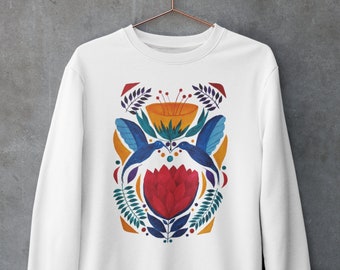 Love Birds |  Unisex Heavy Blend Crewneck Sweatshirt | Graphic Sweatshirt | Watercolor kissing hummingbirds | Ethnic art | ZuskaArt