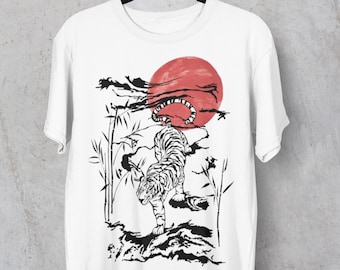 | tigre asiatique T-shirt unisexe | Œuvre d’art originale | | de chemise graphique | d’art Sumi-e | d’illustrations à l’encre japonaise Signe du zodiaque | Astrologie chinoise