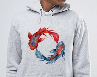 Yin Yang Koi Fish | Unisex Heavy Blend Hooded Sweatshirt | Graphic Hoodie | Watercolor yoga art | Japanese carp | Yoga clothing | ZuskaArt