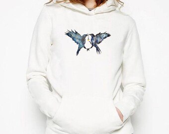 ZuskaArt Galaxy |Witchcraft Magic Ravens Unisex Hoodie Sweatshirt| Shamanic crow |Elixir Potion Spirit animal totem |Native American