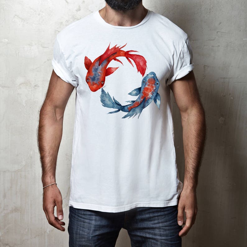 Yin Yang Koi Fish Unisex Tshirt Apparel Women / Men Etsy