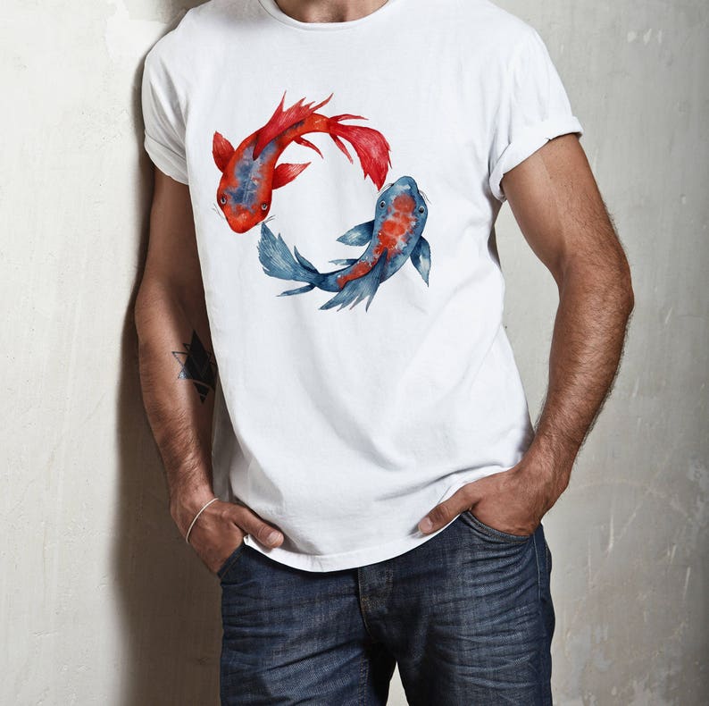 Yin Yang Koi Fish Unisex Tshirt Apparel Women / Men Etsy