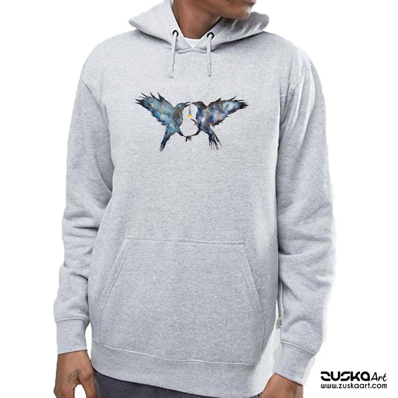 ZuskaArt Galaxy |Witchcraft Magic Ravens Unisex Hoodie Sweatshirt| Shamanic crow |Elixir Potion Spirit animal totem |Native American