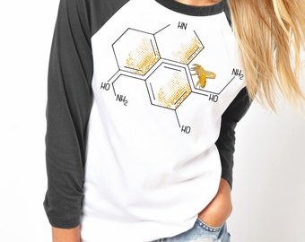 Nectar of Life | Unisex Raglan Shirt | 3/4 sleeves | Basketball shirt | Geek T-shirt | Chemistry Tee | Shirt for her / him | Honeycomb |