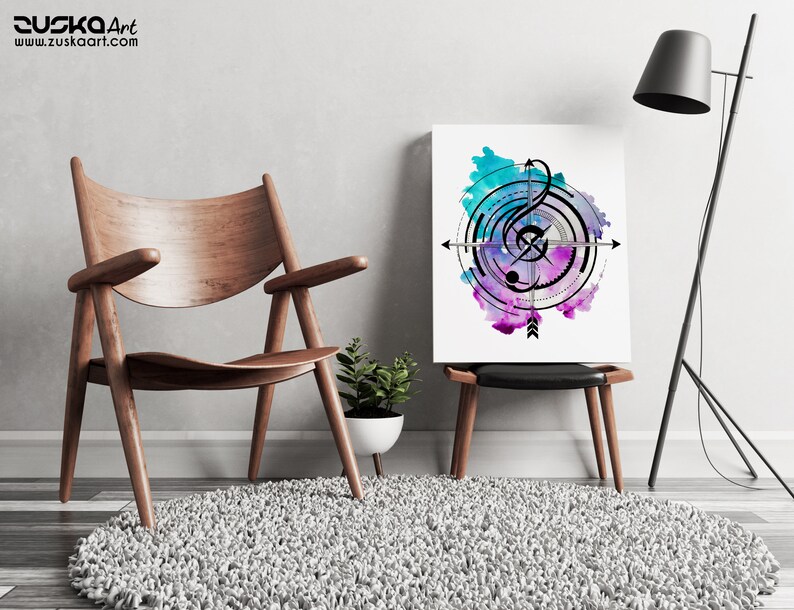 Sol Key Compass Framed Canvas Geometric Art Music Lover Etsy