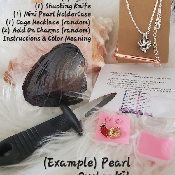Pearl Oyster Opening Kit: Cage Necklace, Charms & Tool Set