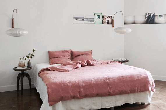 Linen Duvet Cover Dusty Pink 220x260 Cm Us Super King Size Etsy