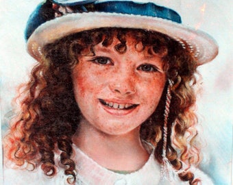 Girl portrait, pastel portrait, custom portrait, Portrait from photo