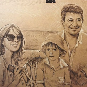 custom pencil sketch12&quot;x16&quot;, 3 persons,portrait from photo,pencil portrait,pencil sketch