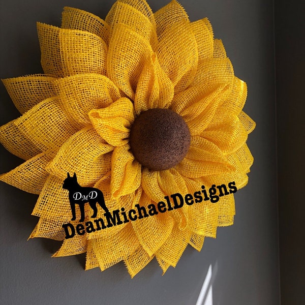 Sunflower Wreath, Summer Wreath, Front Door Wreath, Wreath for Front Door, Burlap Wreath, Fall Wreath for Front Door, Front Door Decor