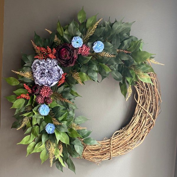 Everyday Wreath for front door, Farmhouse Front Door Wreath, Rustic Wreath for door, Gift for Her, Gift ideas, Summer front door wreath