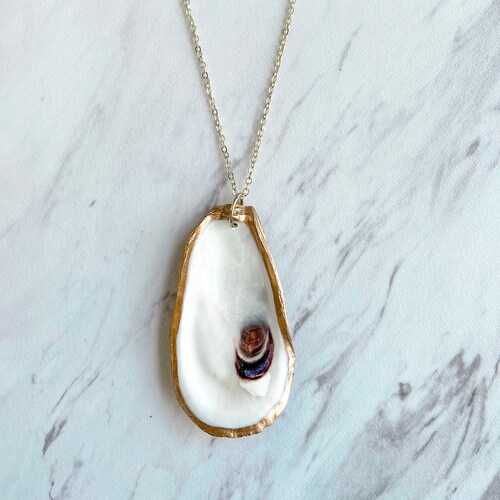 Oyster Shell Gold Necklace Oyster Jewelry Nautical Jewlery Etsy
