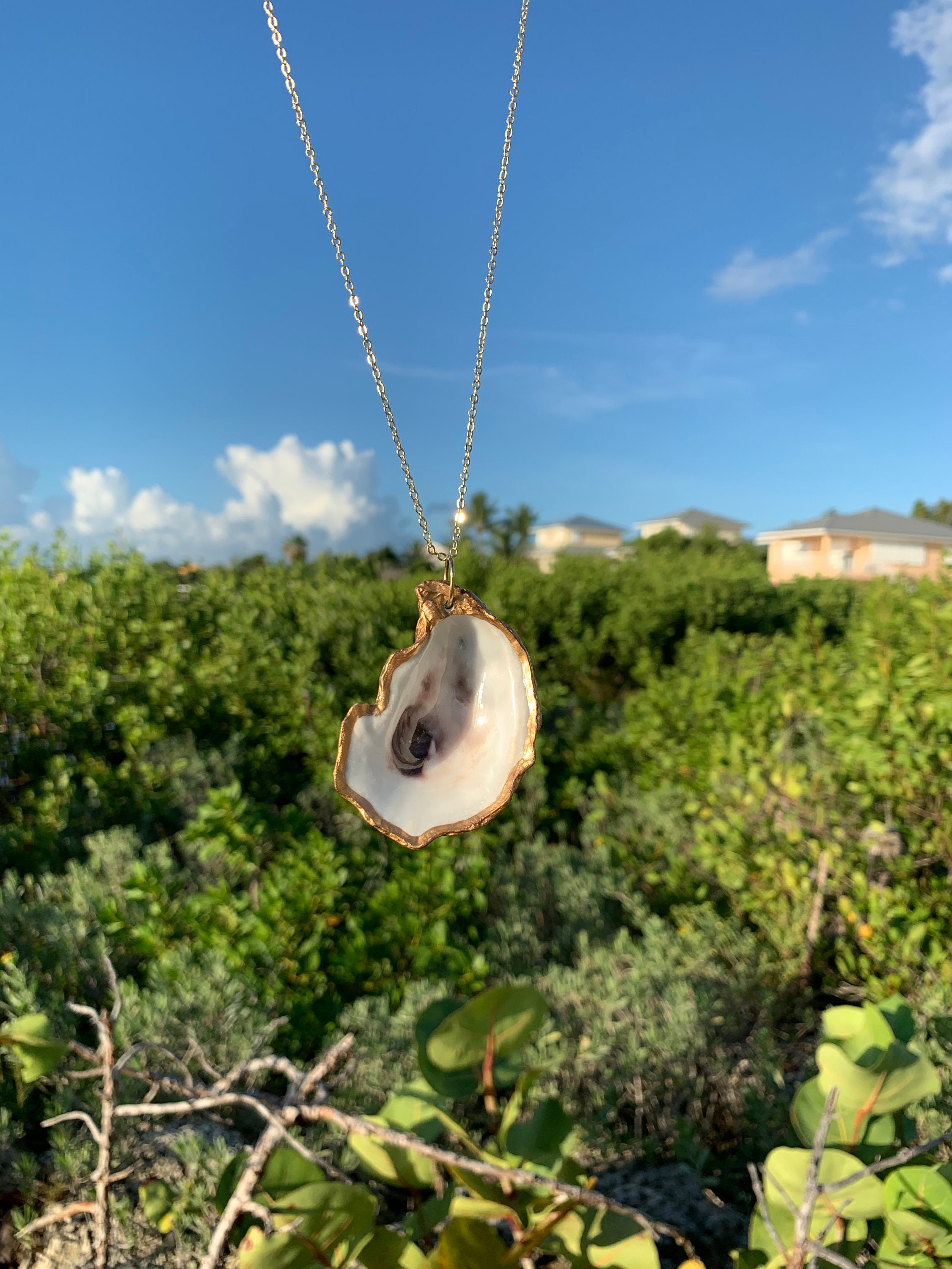 Oyster Shell Gold Necklace Oyster Jewelry Nautical Jewlery Etsy