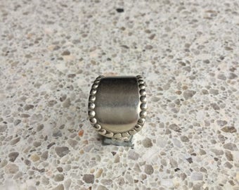 1901 Beaded Silver Spoon Ring