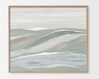 Abstract Mountain Art, Earth Tone Wall Art, Vintage Design Inspired Printable, Neutral Coastal Print