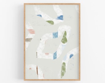 Arte abstracto contemporáneo colorido, arte abstracto femenino imprimible, habitación para niños imprimible, descarga digital