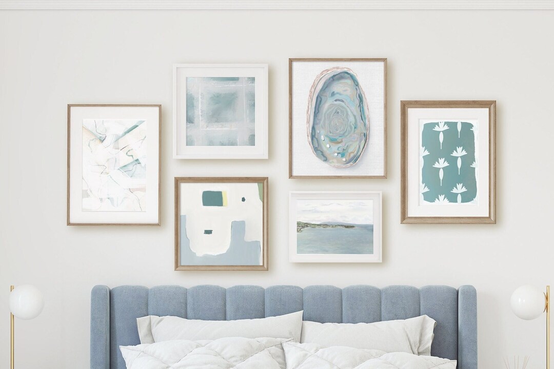Coastal Gallery Wall Art Set, Digital Download, Printable Abstract Set of 6, Beach Modern Art