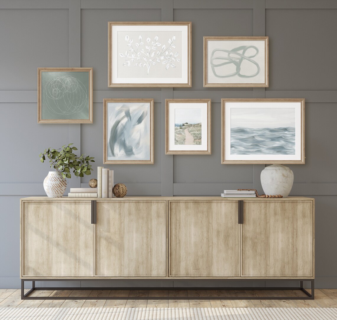 Coastal Gallery Wall Art Set, Digital Download, Printable Abstract Set ...