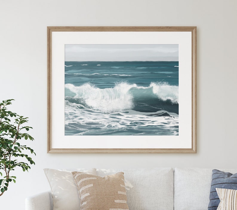 Coastal Wall Art Ocean Wave Painting Coastal Interior / Etsy