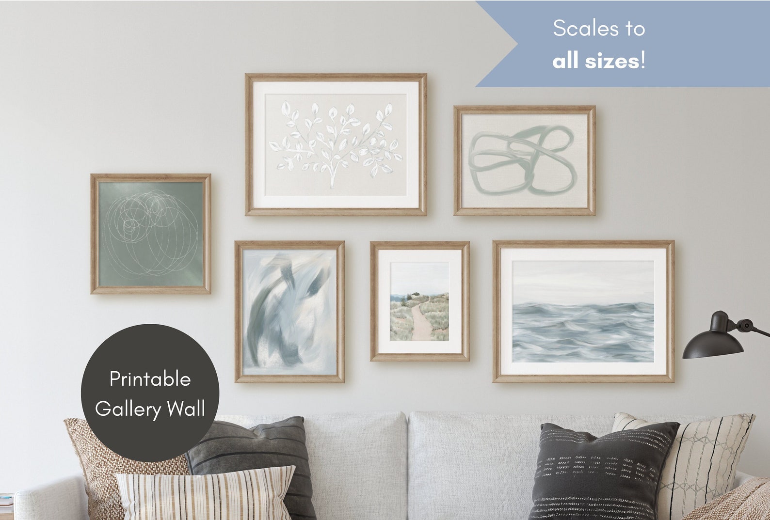 Coastal Gallery Wall Art Set, Digital Download, Printable Abstract Set ...