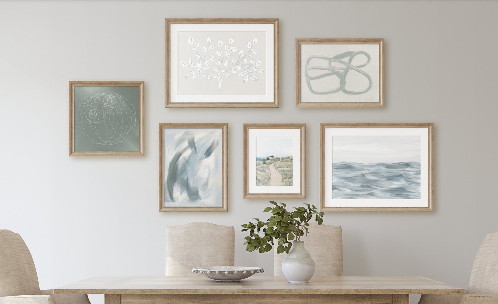 Coastal Gallery Wall Art Set, Digital Download, Printable Abstract Set ...