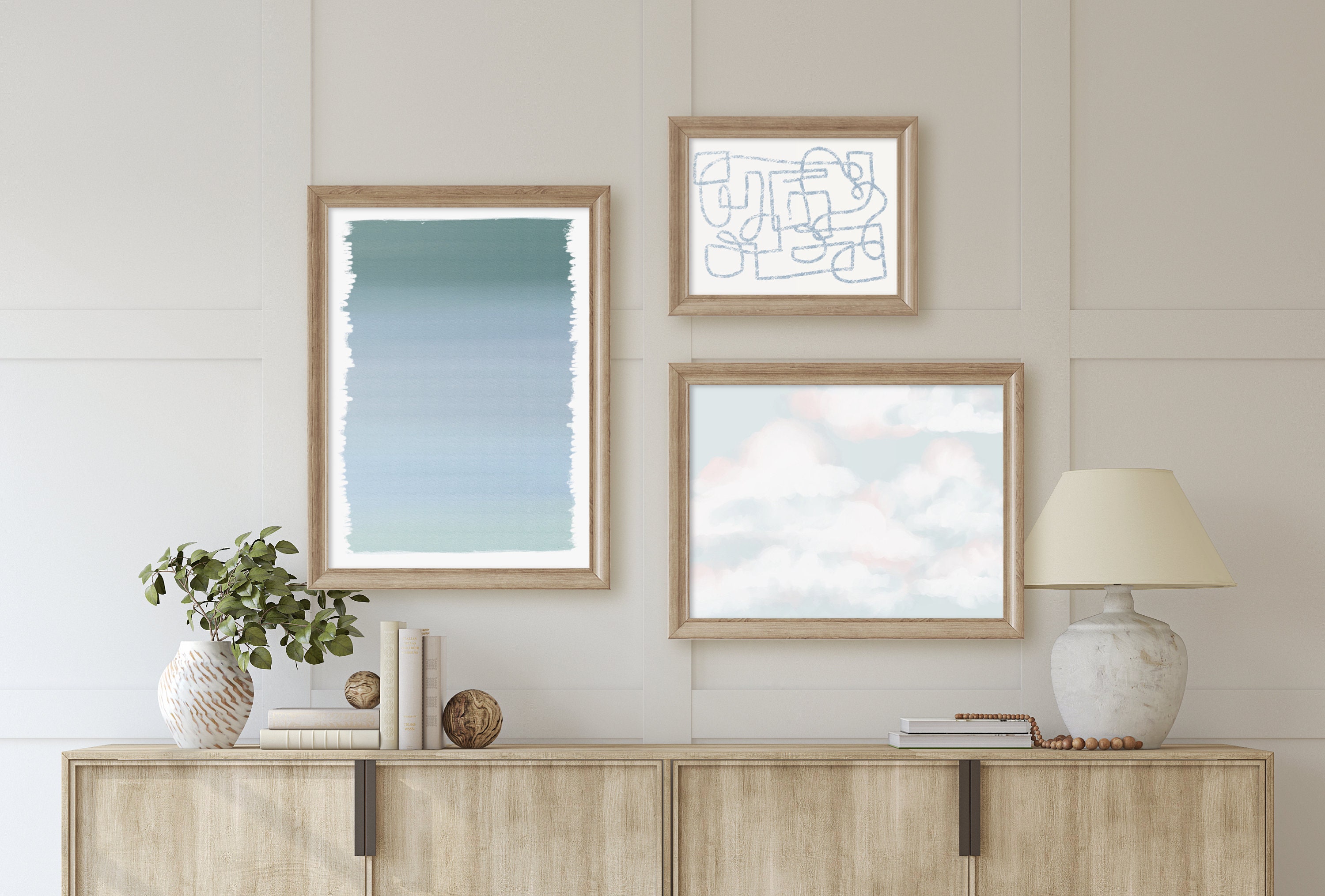 Hamptons Coastal Gallery Wall Art Set Digital Download Etsy